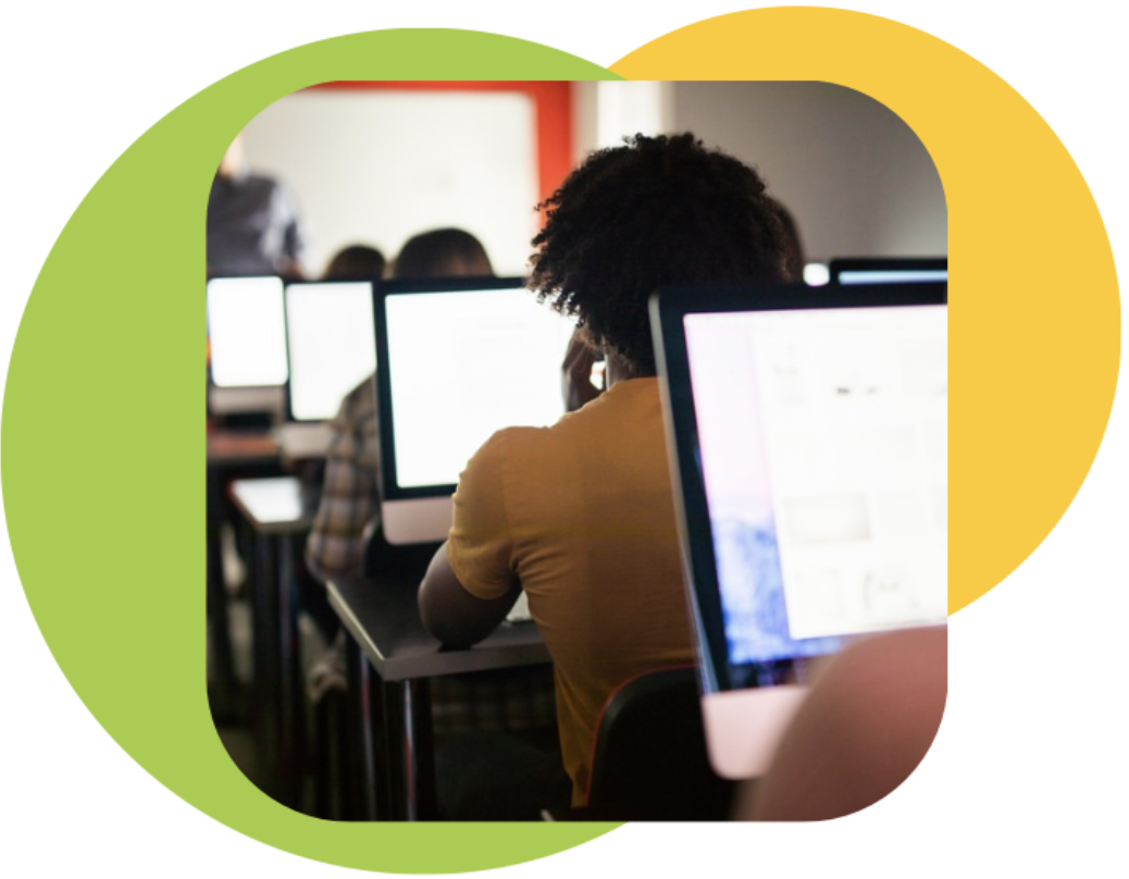 Students working on computers